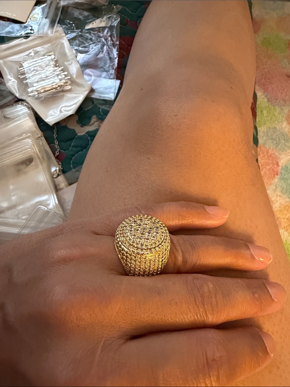 Park Lane Gold Pavé Multi-Row Statement Ring